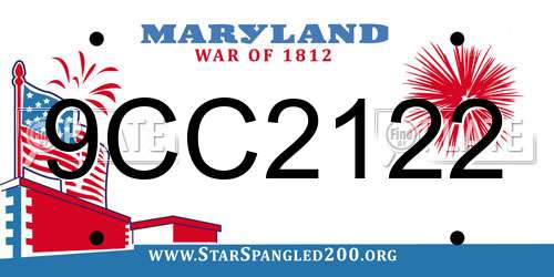 9CC2122 Maryland License Plate