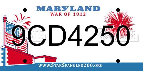 9CD4250 Maryland License Plate