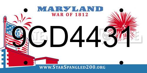 9CD4431 Maryland License Plate