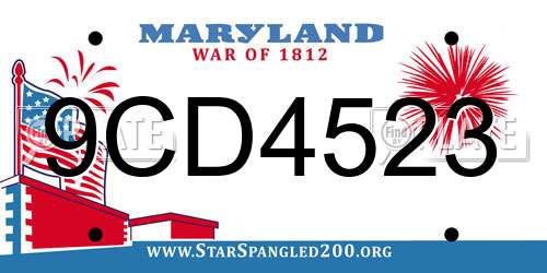 9CD4523 Maryland License Plate
