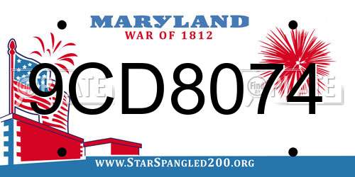 9CD8074 Maryland License Plate