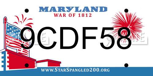 9CDF58 Maryland License Plate