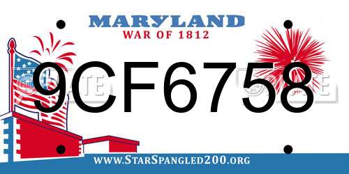 9CF6758 Maryland License Plate