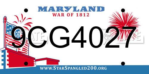 9CG4027 Maryland License Plate