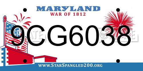 9CG6038 Maryland License Plate