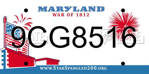 9CG8516 Maryland License Plate