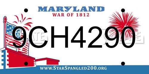 9CH4290 Maryland License Plate