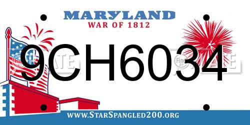 9CH6034 Maryland License Plate