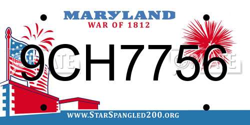 9CH7756 Maryland License Plate