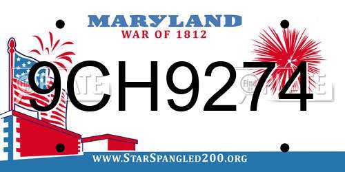 9CH9274 Maryland License Plate