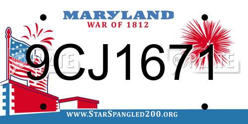 9CJ1671 Maryland License Plate