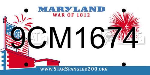 9CM1674 Maryland License Plate