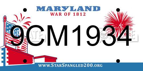 9CM1934 Maryland License Plate