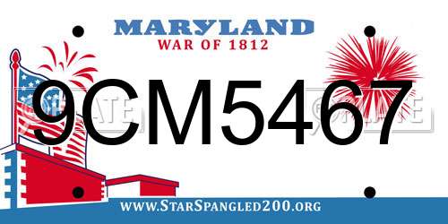 9CM5467 Maryland License Plate