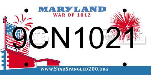9CN1021 Maryland License Plate