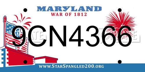 9CN4366 Maryland License Plate