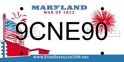 9CNE90 Maryland License Plate