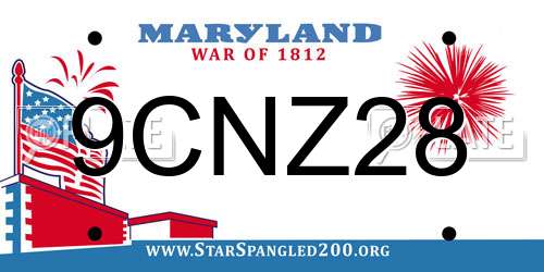 9CNZ28 Maryland License Plate