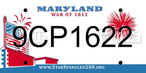 9CP1622 Maryland License Plate