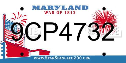 9CP4732 Maryland License Plate