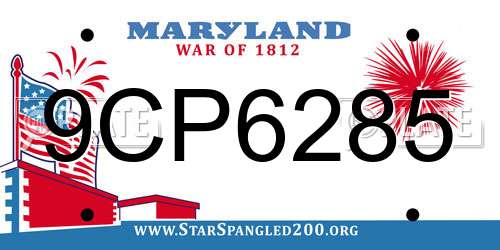 9CP6285 Maryland License Plate