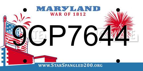 9CP7644 Maryland License Plate