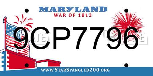 9CP7796 Maryland License Plate