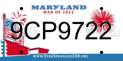 9CP9722 Maryland License Plate