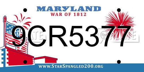 9CR5377 Maryland License Plate
