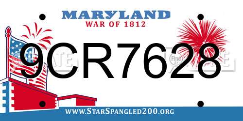 9CR7628 Maryland License Plate