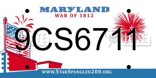 9CS6711 Maryland License Plate