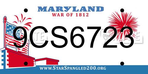 9CS6723 Maryland License Plate