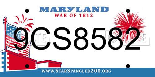 9CS8582 Maryland License Plate