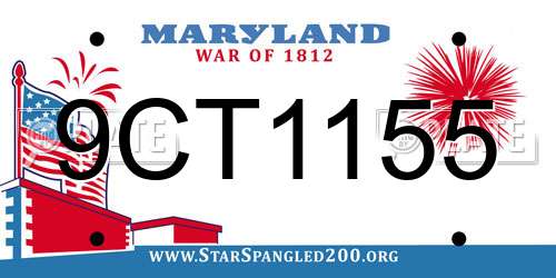 9CT1155 Maryland License Plate