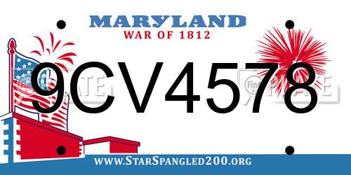 9CV4578 Maryland License Plate