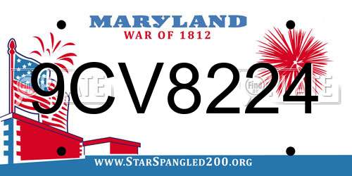 9CV8224 Maryland License Plate
