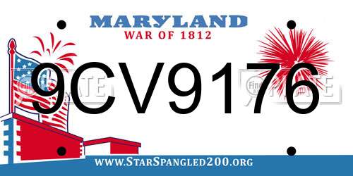 9CV9176 Maryland License Plate