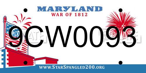 9CW0093 Maryland License Plate