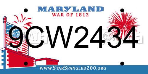 9CW2434 Maryland License Plate