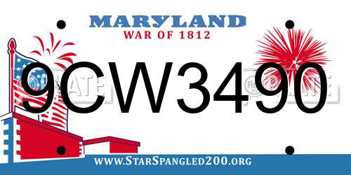 9CW3490 Maryland License Plate