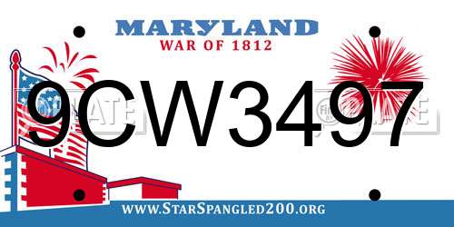 9CW3497 Maryland License Plate