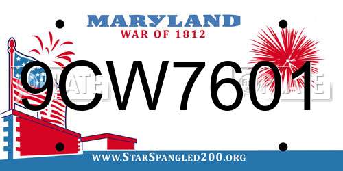 9CW7601 Maryland License Plate