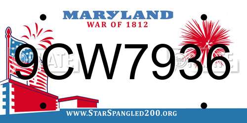 9CW7936 Maryland License Plate