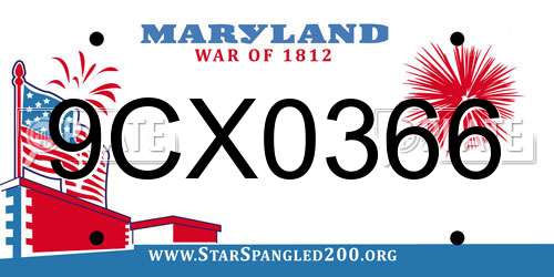 9CX0366 Maryland License Plate