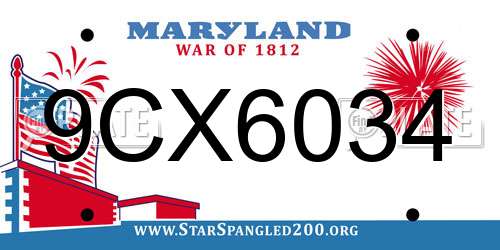 9CX6034 Maryland License Plate