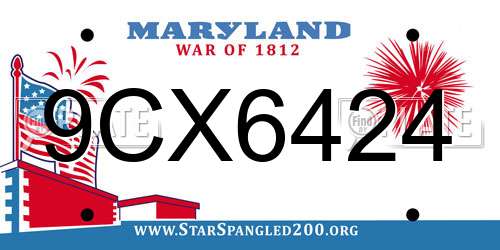9CX6424 Maryland License Plate