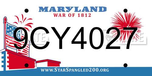 9CY4027 Maryland License Plate