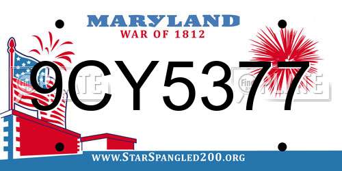 9CY5377 Maryland License Plate