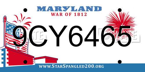 9CY6465 Maryland License Plate