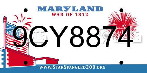 9CY8874 Maryland License Plate